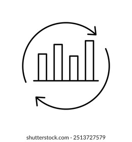 bar chart icon. Outline style design isolated on white background