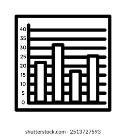 bar chart icon. Outline style design isolated on white background