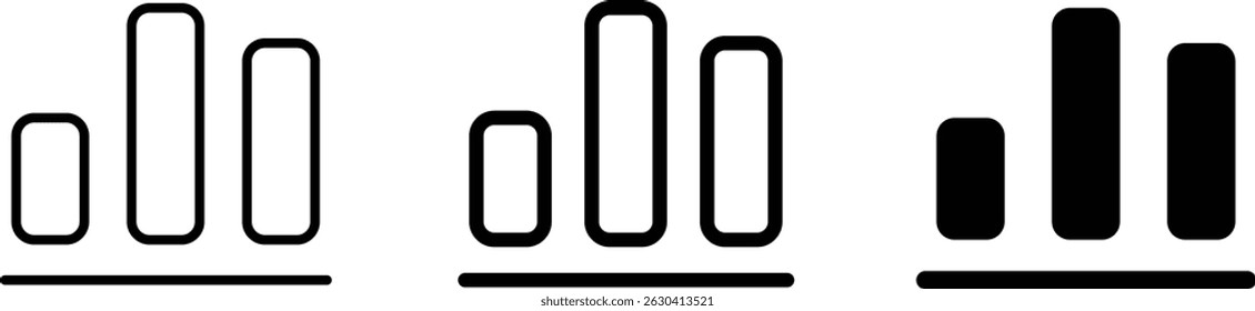 Conjunto de iconos de gráfico de barras. Símbolo de gráfico de barras en crecimiento. 