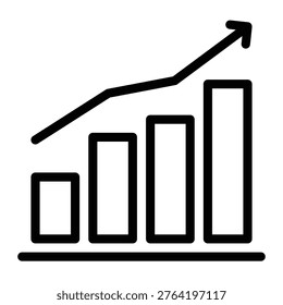 Bar chart icon for showing business growth data with arrow graph