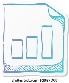 Bar chart icon in sticker color style. Finance report banking growth investment
