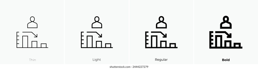bar chart icon. Thin, Light Regular And Bold style design isolated on white background