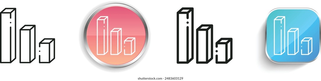 bar chart icon. Thin Linear, Regular and Button Style Design Isolated On White Background