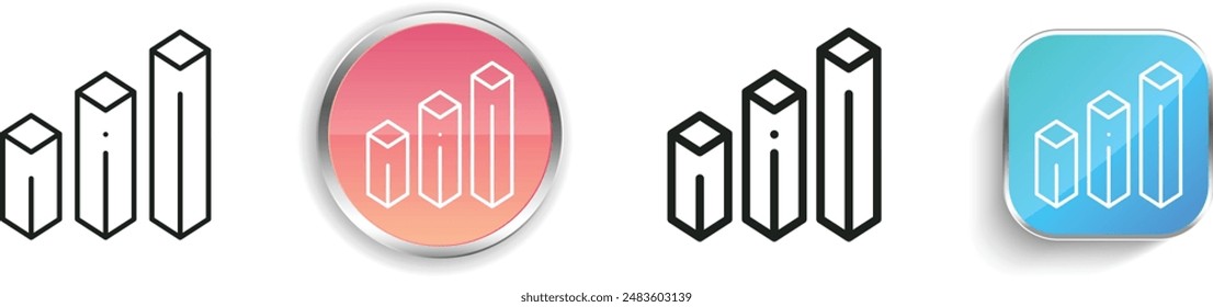 bar chart icon. Thin Linear, Regular and Button Style Design Isolated On White Background
