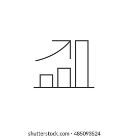 Bar chart icon in thin outline style. Finance report banking growth investment