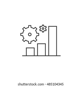 Bar chart icon in thin outline style. Finance report banking growth investment