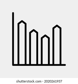 Bar chart icon vector illustration in line style for any projects, use for website mobile app presentation