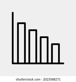 Icono de gráfico de barras ilustración vectorial en estilo de línea para cualquier proyecto, uso para presentación de aplicación móvil del sitio web