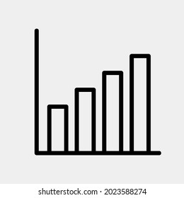 Bar chart icon vector illustration in line style for any projects, use for website mobile app presentation