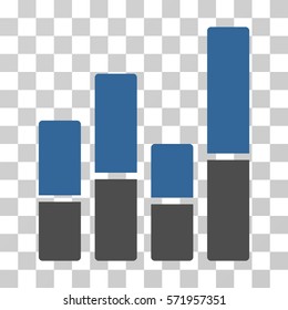 Bar Chart icon. Vector illustration style is flat iconic bicolor symbol, cobalt and gray colors, transparent background. Designed for web and software interfaces.