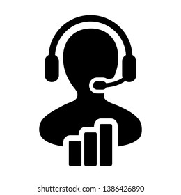 Bar chart icon vector male data support  