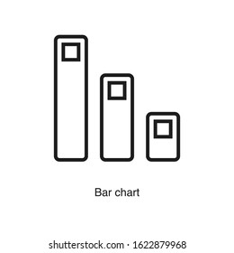 Bar chart icon vector on white background. Analytics black icon illustration