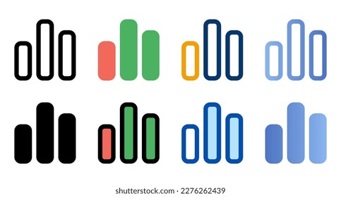 Bar chart icons in different style. Bar chart icons. Different style icons set. Vector illustration