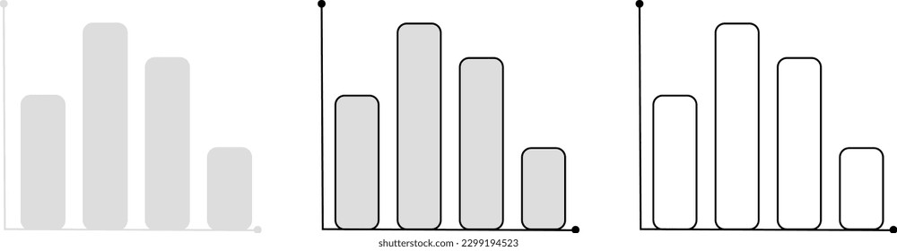 bar chart icons, statistics icon set, filled and stroke