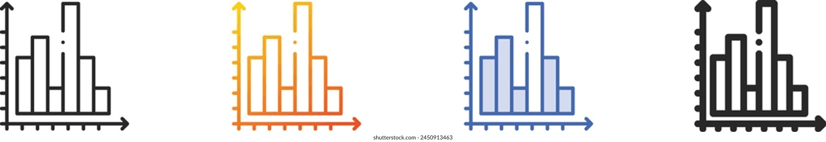 bar chart icon.Thin Linear, Gradient, Blue Stroke and bold Style Design Isolated On White Background