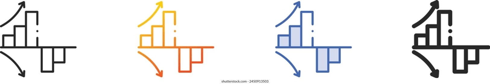 bar chart icon.Thin Linear, Gradient, Blue Stroke and bold Style Design Isolated On White Background