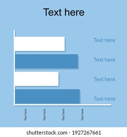 Bar chart illustrations, line charts, pie charts, for Presentations on a blue theme
