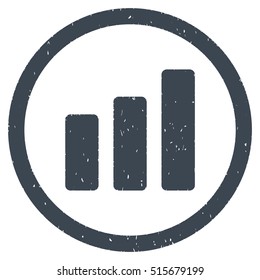 Bar Chart Increase rubber seal stamp watermark. Icon symbol inside circle frame with grunge design and unclean texture. Scratched vector smooth blue ink sign on a white background.