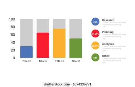 Bar chart infographic design template four option. percentage and step for business presentation