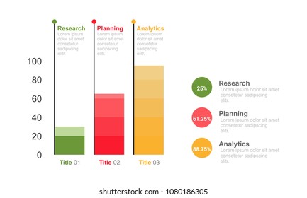 Bar chart infographic design template three option, percentage and step for business presentation