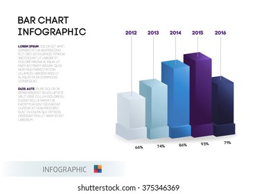 Plantilla infográfica del gráfico de barras. Infografía resumida de negocios digitales en 3D. Se puede utilizar para procesos de flujo de trabajo, pirámide de negocios, banner, diagrama, opciones de número, plan de trabajo, diseño web. Vector aislado 
