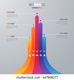 Bar chart infographic template for data visualization with 5 options.