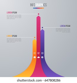 Bar chart infographic template for data visualization with 3 options. 