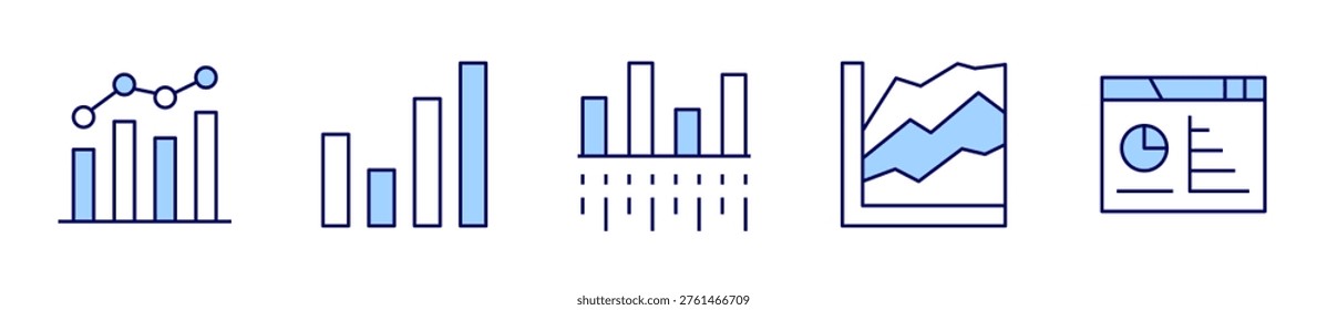 bar chart, infographics, analytics, statistics, bargraph. Chart Icon vector illustration. Line Duotone style. Editable stroke.