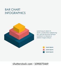 Bar Chart Infographics Elements 3D Vector Flat Design, Full Color.