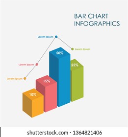 Bar Chart Infographics Elements 3D Vector Flat Design, Sign, Icon Full Color, Template