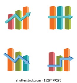 Bar Chart Infographics Elements 3D Vector Flat Design, Sign, Icon Full Color.