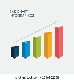 Bar Chart Infographics Elements 3D Vector Flat Design, Sign, Icon Full Color, Template