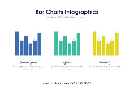 Bar Chart Infographics Elements 3D Vector Flat Design, Sign, Icon Full Color.