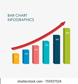 Bar Chart Infographics Elements 3D Vector Flat Design, Full Color.