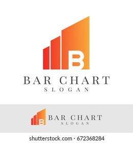 bar chart initial Letter B Logo design