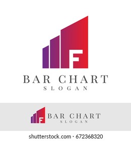 bar chart initial Letter F Logo design