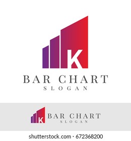 bar chart initial Letter K Logo design