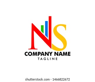 Bar Chart Initial Letter NS Logo Design