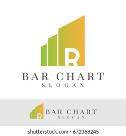 bar chart initial Letter R Logo design