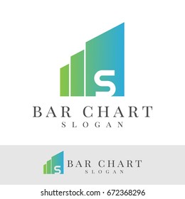 bar chart initial Letter S Logo design