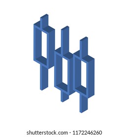 Bar chart isometric left top view 3D icon