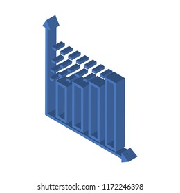 Bar chart isometric left top view 3D icon