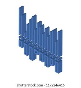 Bar chart isometric left top view 3D icon