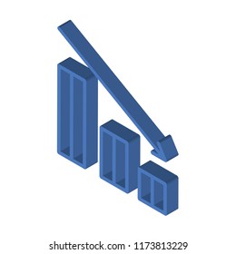 Bar chart isometric left top view 3D icon