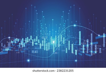 Balkendiagramm mit K-Line-Fintech-Hintergrund