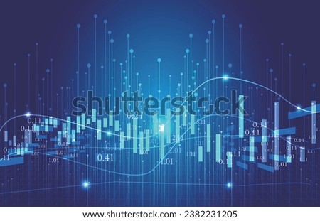 Bar chart with K-line fintech sense vector background