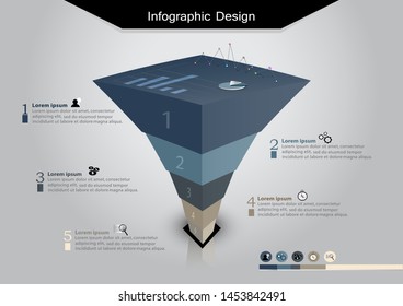 bar chart level 5 vertical parts .
Business info graphic template five process or step for business presentation.infographic design.vector illustration.