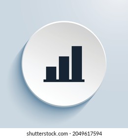 diseño de iconos de imágenes de píxeles de relleno de línea de gráfico de barras. Forma de círculo de estilo de botón aislada en fondo blanco. Ilustración del vector