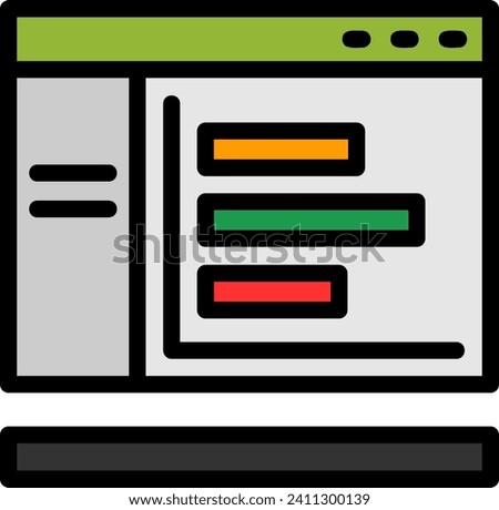 Bar chart Line Filled Icon Vector Design