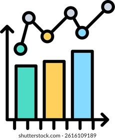 Bar Chart Line Filled Vector Icon Design
